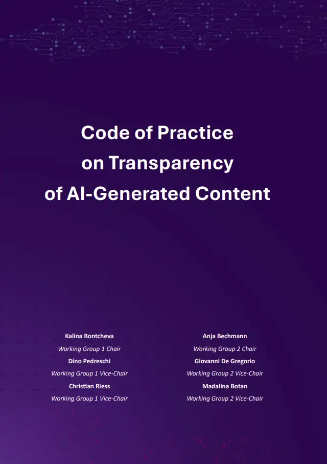 Code of Practice on Transparency of AI-Generated Content